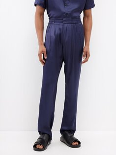 Conrad атласные брюки со складками Delos, синий