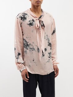 Атласная рубашка rambert с галстуком-шарфом, окрашенная в цвет шибори Delos, розовый