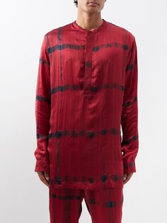 Рубашка-туника из атласа, окрашенного leonard shibori Delos, красный