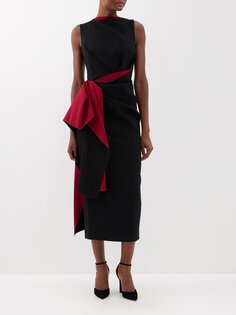 Платье миди из крепа calatrava с поясом Roksanda, черный