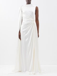 Платье orien асимметричного кроя из шелкового атласа с драпировкой Roksanda, белый