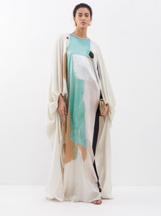 Платье lilee из шелкового атласа в стиле пэчворк с рукавами-накидкой Roksanda, мультиколор