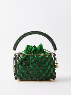 Атласная сумка holli nodi, украшенная кристаллами Rosantica, зеленый