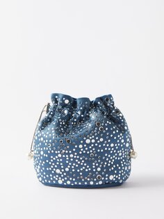 Атласная сумка-ведро selene, украшенная кристаллами Rosantica, синий