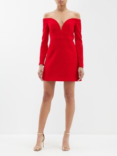 Шерстяное мини-платье с открытыми плечами Roland Mouret, красный