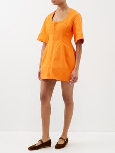Джинсовое платье мини u-turn с овальным вырезом Rosie Assoulin, оранжевый