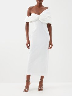 Платье миди из тафты с открытыми плечами Rosie Assoulin, белый