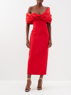 Платье миди из тафты с открытыми плечами Rosie Assoulin, красный