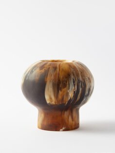 Круглая ваза из мраморной смолы с жемчугом Dinosaur Designs, коричневый