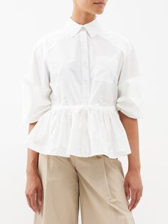 Рубашка из тафты с баской Rosie Assoulin, белый