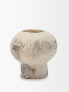 Круглая ваза из мраморной смолы с жемчугом Dinosaur Designs, белый