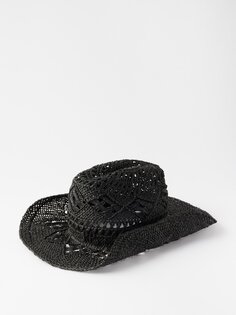 Соломенная ковбойская шляпа с вышивкой монограммой Ruslan Baginskiy, черный