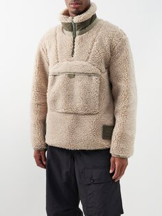 Куртка из искусственной овчины с карманом на молнии Sacai, бежевый