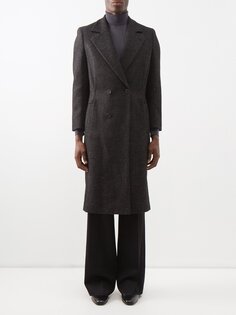 Двубортное шерстяное пальто Saint Laurent, черный