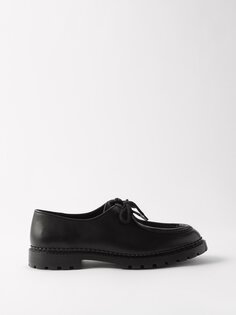 Кожаные туфли дерби с прошитыми фартуками Saint Laurent, черный