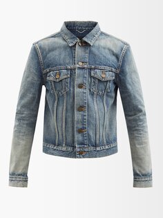 Джинсовая куртка узкого кроя из выцветшего денима Saint Laurent, синий