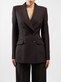 Пиджак из шерстяного твила в тонкую полоску с мягкими плечами Dolce &amp; Gabbana, черный
