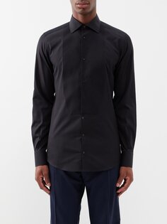 Рубашка под смокинг из хлопкового поплина с нагрудником спереди Dolce &amp; Gabbana, черный