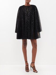 Плиссированное мини-платье из тюля с пайетками Dolce &amp; Gabbana, черный