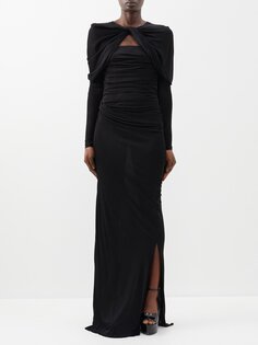 Платье из джерси с вырезом по бокам Saint Laurent, черный