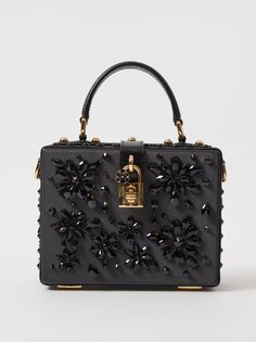 Атласный клатч, украшенный кристаллами Dolce &amp; Gabbana, черный