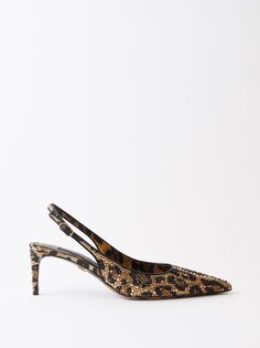 Туфли lollo 60 с леопардовым принтом, украшенные кристаллами Dolce &amp; Gabbana, коричневый