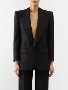 Шерстяная куртка в тонкую полоску Saint Laurent, черный