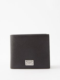 Складной кошелек из зерненой кожи с пластинкой-логотипом Dolce &amp; Gabbana, черный