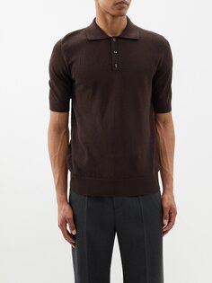 Рубашка-поло из тканого хлопка с заостренным воротником Dolce &amp; Gabbana, коричневый