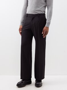 Широкие брюки из смесового шерстяного твила без застежки спереди Dolce &amp; Gabbana, черный