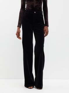 Широкие брюки из хлопкового бархата Saint Laurent, черный