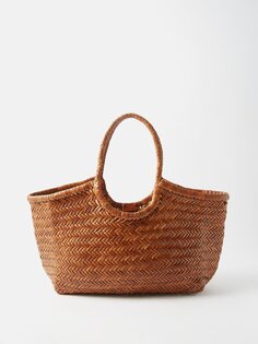 Большая сумка-корзина nantucket из плетеной кожи Dragon Diffusion, коричневый