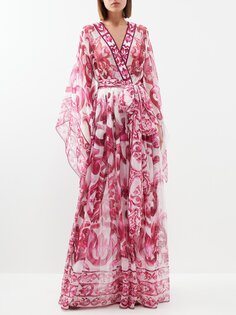 Комбинезон из шелкового шифона с принтом майолика Dolce &amp; Gabbana, розовый