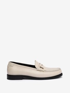 Кожаные лоферы le loafer с бляшкой-логотипом Saint Laurent, бежевый