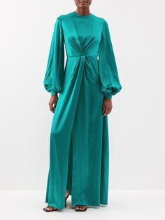 Платье calypso из шелкового атласа с драпировкой E.Stott, зеленый