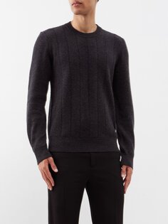 Кашемировый свитер арановой вязки Dunhill, серый