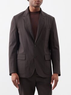Однобортный пиджак из эластичной шерсти Dunhill, коричневый