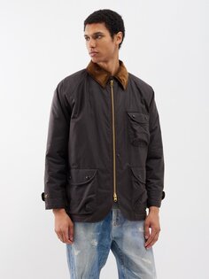 Полевая куртка из вощеного хлопка с вельветовым воротником Drake&apos;S, коричневый Drakes