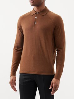 Трикотажная рубашка-поло из смесового шелка Dunhill, коричневый