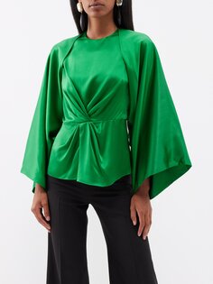 Шелковая блузка amelia + paloma со съемными рукавами E.Stott, зеленый