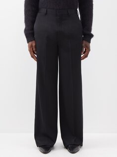 Классические брюки из шерстяного твила с атласной отделкой Saint Laurent, черный