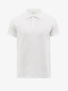 Рубашка-поло из пике с вышивкой ysl Saint Laurent, белый