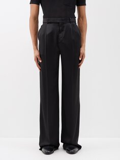 Расклешенные шелковые брюки Saint Laurent, черный