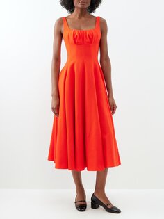 Платье collins из шерстяного крепа с квадратным вырезом Emilia Wickstead, оранжевый