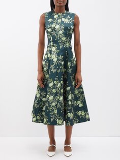 Атласное платье mara с цветочным принтом Emilia Wickstead, зеленый