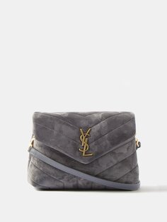 Стеганая замшевая сумка через плечо loulou toy Saint Laurent, серый