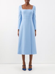 Платье миди из крепа glenda с квадратным вырезом Emilia Wickstead, синий