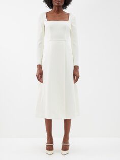 Платье миди из крепа glen с квадратным вырезом Emilia Wickstead, белый