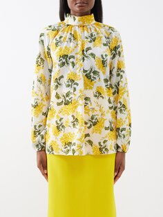 Блуза ealand из крепа с высоким воротником и цветочным принтом Emilia Wickstead, желтый