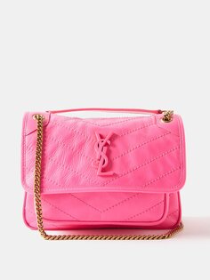 Стеганая сумка на плечо niki из жатой кожи для малышей Saint Laurent, розовый